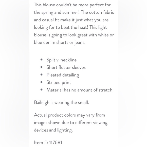 Blue & White Cotton Flutter Sleeve Blouse | Swing | XL | New | Mint Julep - Picture 8 of 9